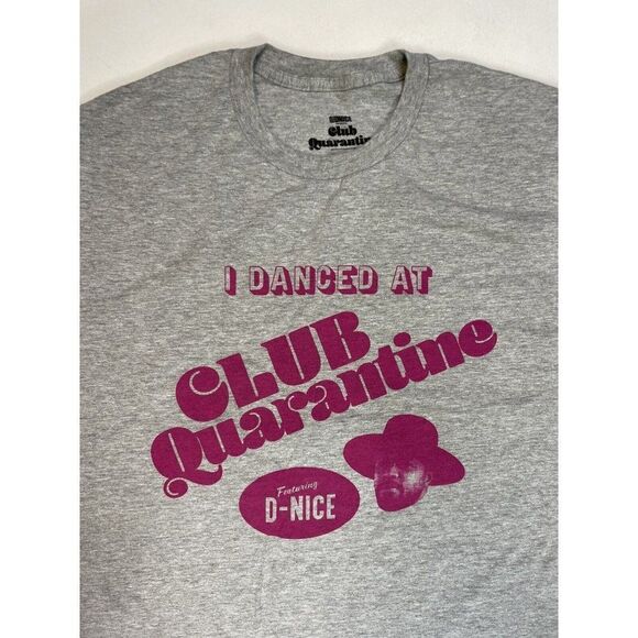 DJ D-Nice I Danced At Club Quarantine Graphic T-shirt Men XL Gray Music - Picture 2 of 6
